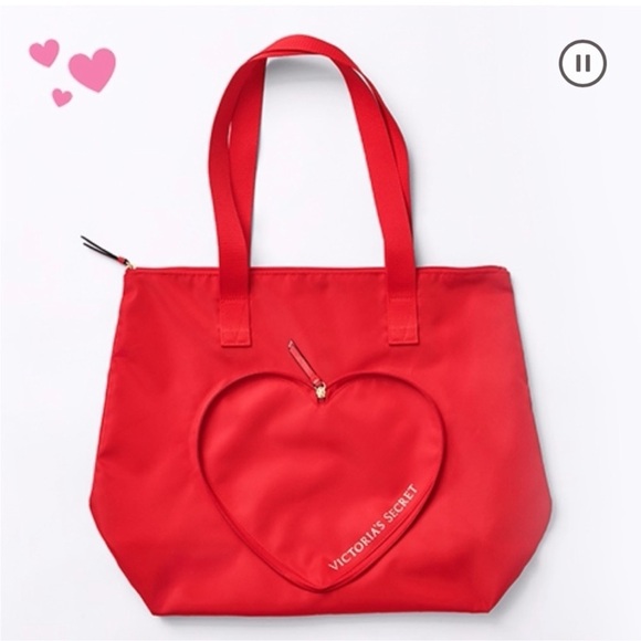 NWT  Victoria’s Secret Red Heart Tote Bag Packable Tote - Picture 2 of 8
